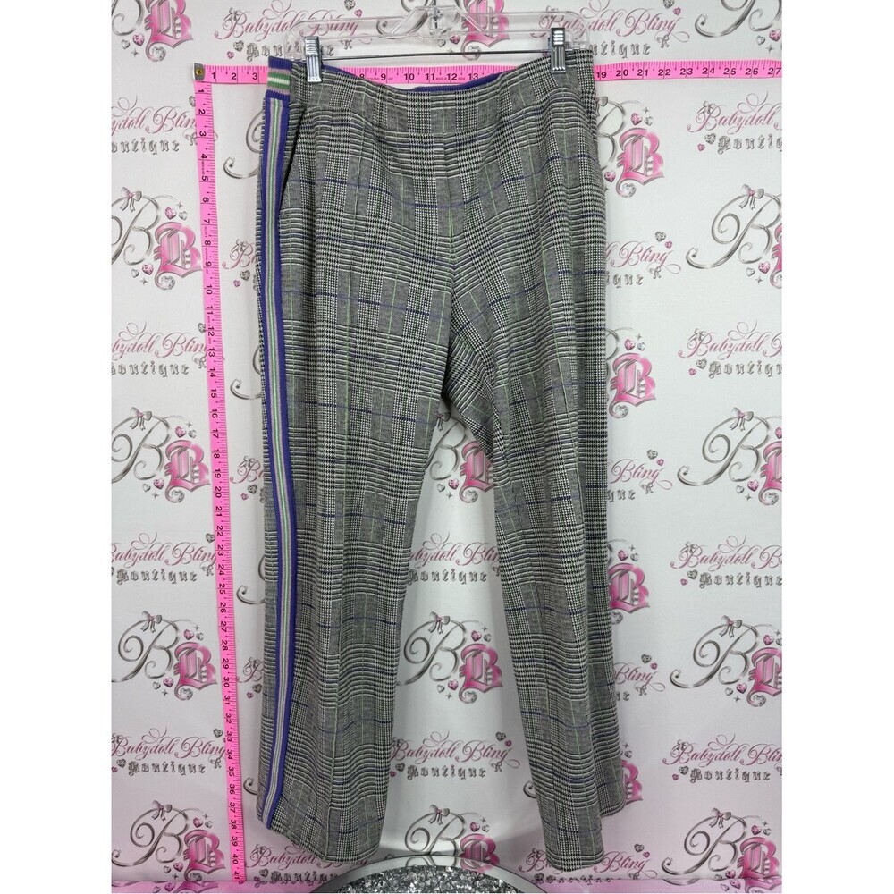 PURE pants Gray Plaid Pull-On Pants with Side Stripe
